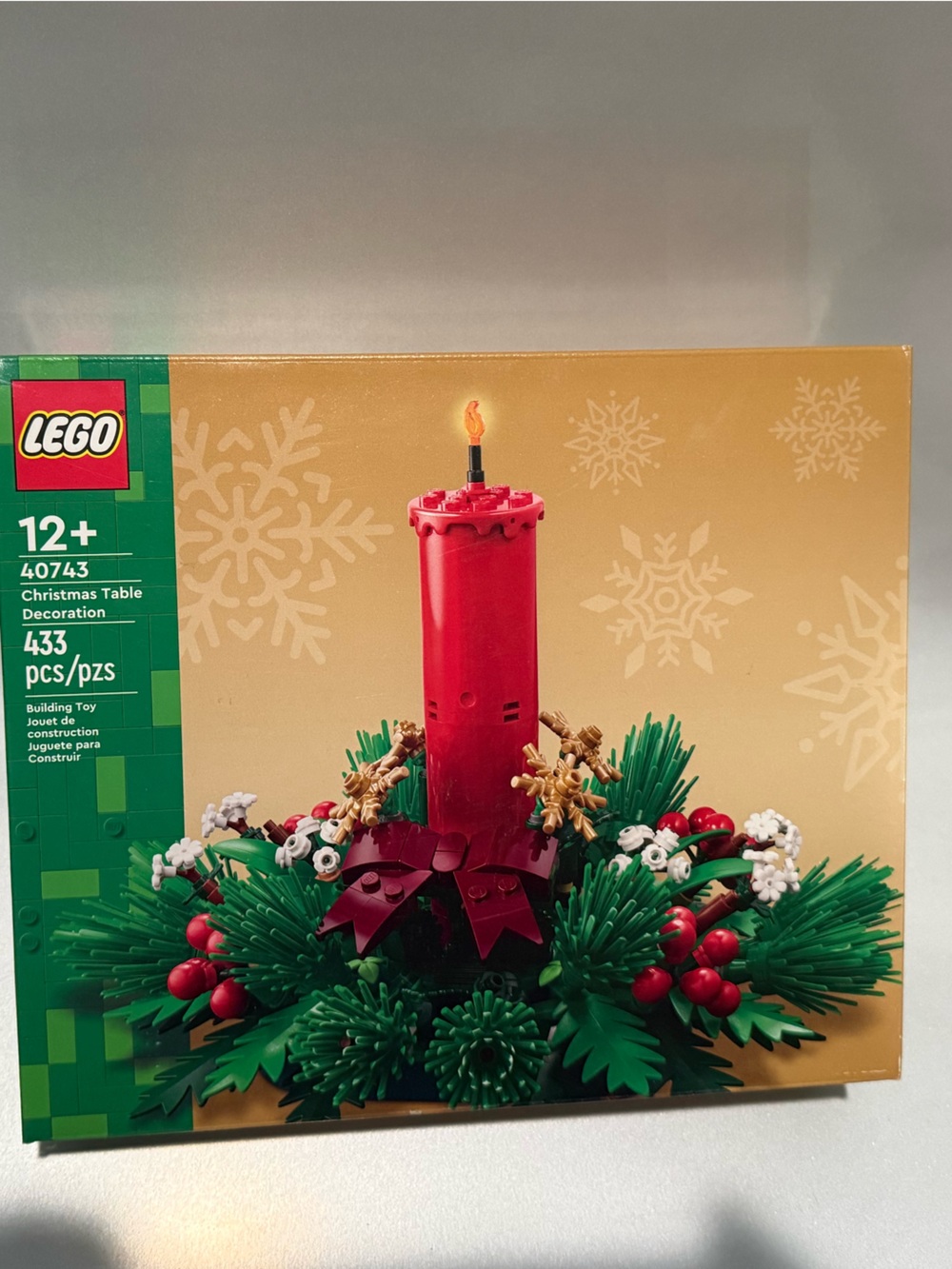 Lego Red Candle Holiday Centerpiece with Green Foliage